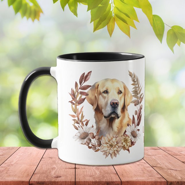 Mug Yellow Labrador Retriever Dog Automne Wreath (Créateur téléchargé)