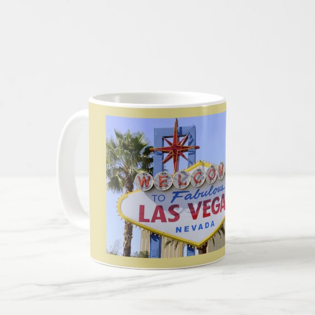 Mug Yellow Las Vegas Nevada Affiche de bienvenue (Devant gauche)