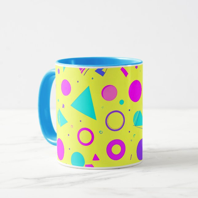 Mug Yellow Neon Memphis Geometric 80s Design (Devant gauche)