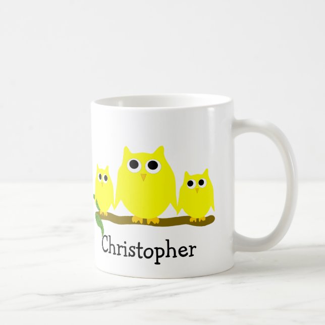 Mug Yellow Owls Design Personalised (Droite)