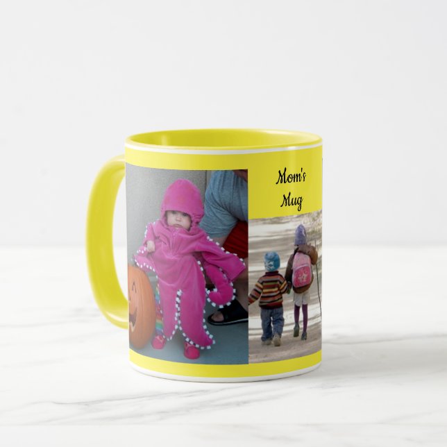Mug Yellow Personnaliser 3 MODÈLE PHOTO Café cadeau (Devant gauche)
