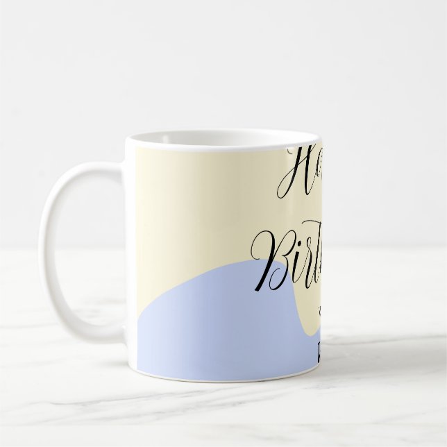 Mug Yellow purple green happy birthday abstract pastel (Gauche)