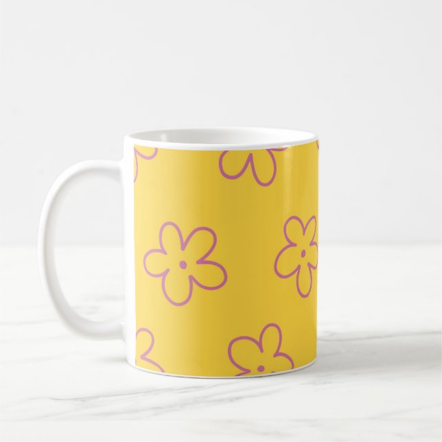 Mug Yellow Y2K Fleur sauvage Bold Retro Spring Cuisine (Gauche)