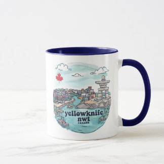 Mug Yellowknife NWT Canada Cute Pastel Skyline 