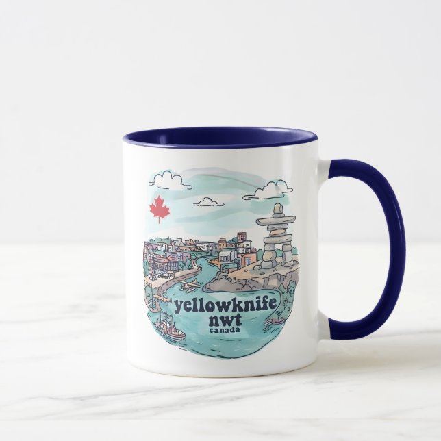 Mug Yellowknife TNO Canada Jolie Skyline Pastel (Droite)