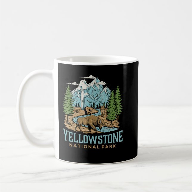 Mug Yellowstone US National Park Wolf Bison Bison Vint (Gauche)