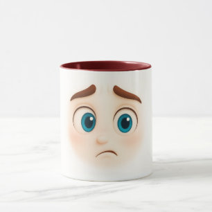 Mug Yeux bleus inquiets – grande face d'humeur anxieus