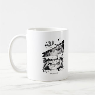 Mug Yeux d'anime Glitch Noir & Blanc Aesthetic Manga 