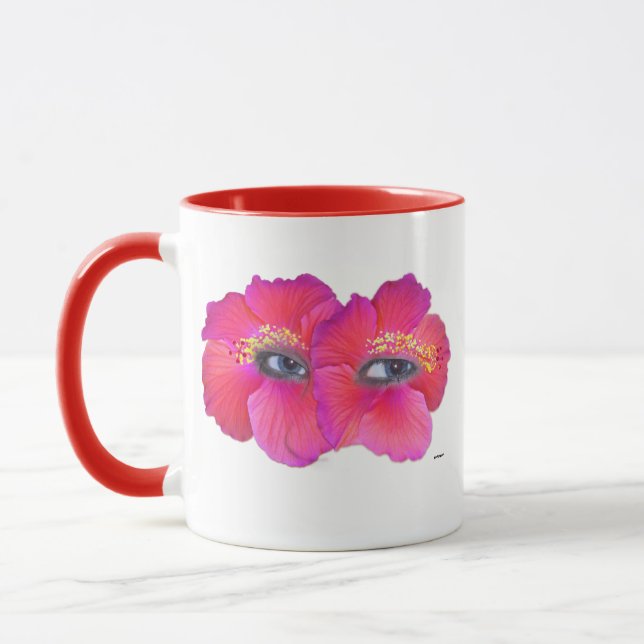 Mug Yeux d'Hibiscus - rose (Gauche)