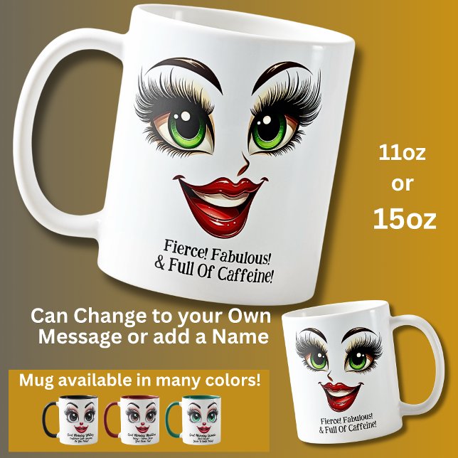 Mug Yeux fabuleux et féroces Visage drôle (Créateur téléchargé)
