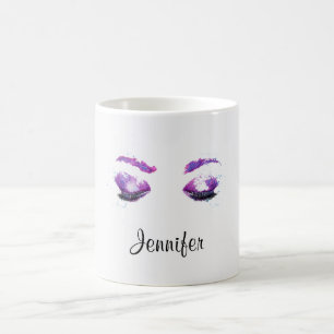 Mug Yeux violets glamour & sourcils aquarelle