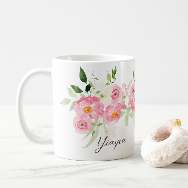Mug Yiayia florale du printemps (Avec donut)
