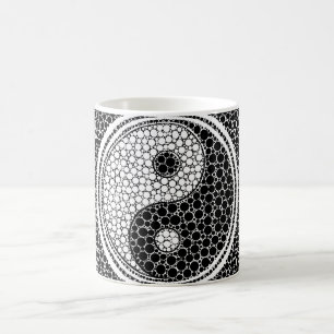 Mug Yin et art de point de Yang noir et blanc