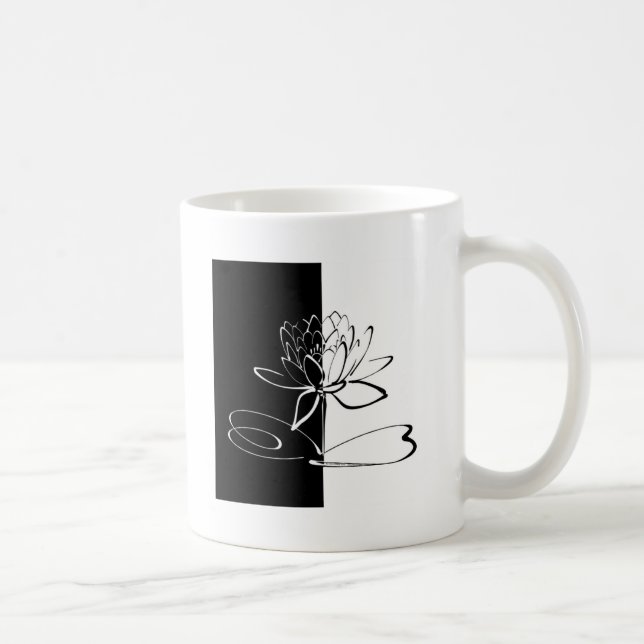 Mug Yin Yang Fleur de Lotus Noir et Blanc (Droite)