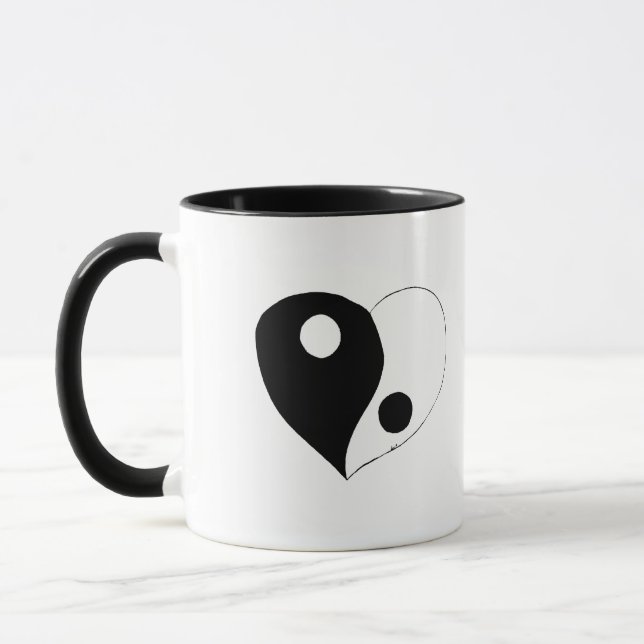 Mug Yin Yang Heart (B/W) (Gauche)