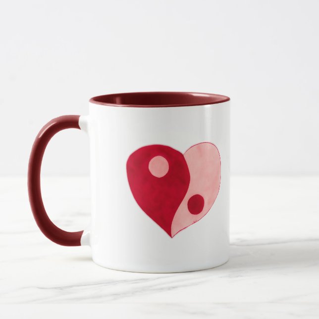Mug Yin Yang Heart (Rouge/Rose) (Gauche)