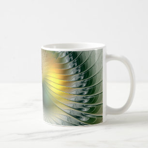 Mug Yin Yang Vert Jaune Abstrait Fractal Coloré