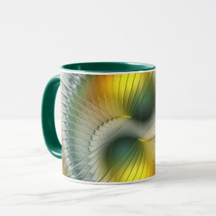 Mug Yin Yang Vert Jaune Abstrait Fractal Coloré
