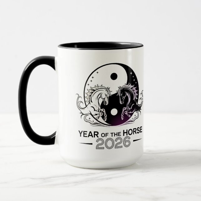 Mug Ying & Yang Année du Cheval 2026 (Gauche)