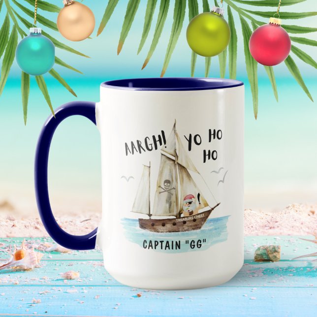 Mug Yo Ho Pirate Père Noël Navire Capitaine Noël (Créateur téléchargé)