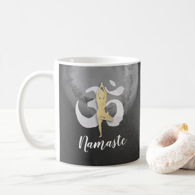 Mug Yoga Instructeur Aquarelle Méditation Pose OM SIGN (Avec donut)