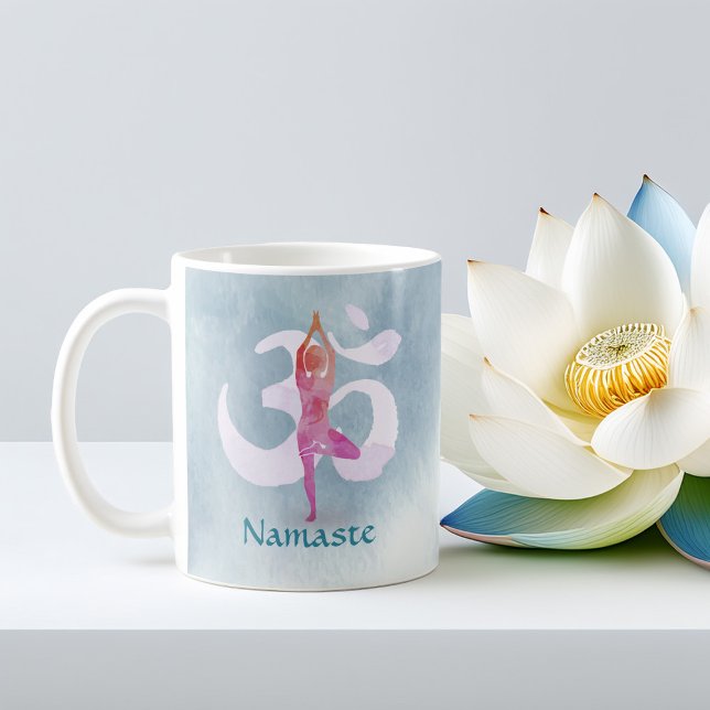 Mug YOGA Instructeur d'aquarelle méditation Pose Om SI (Créateur téléchargé)