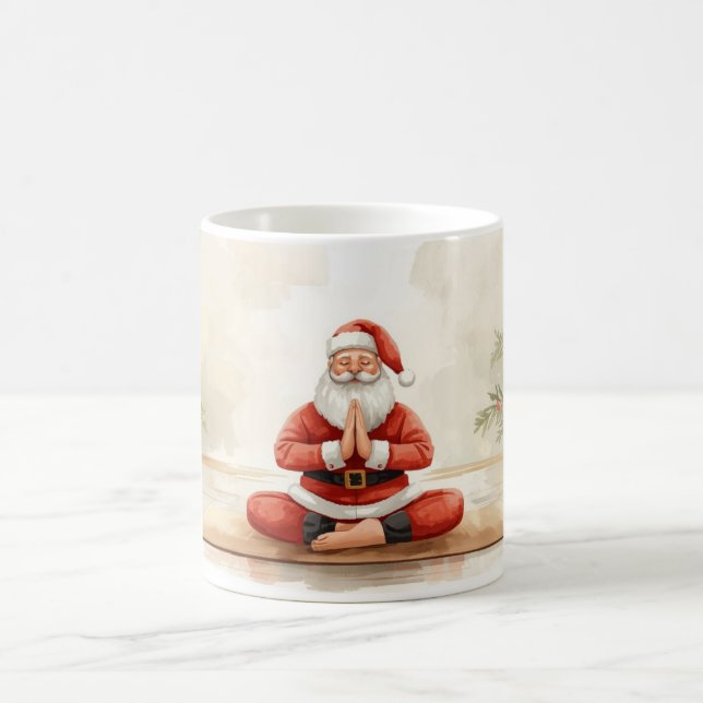 Mug Yoga Noël Père Noël pose Yoga (Centre)