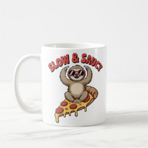 Mug Yoga Paresseux Pizza Drôle Slow and Saucy