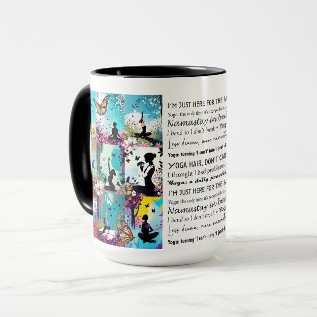 Mug Yoga Puns et Poses avec Papillons (Devant gauche)