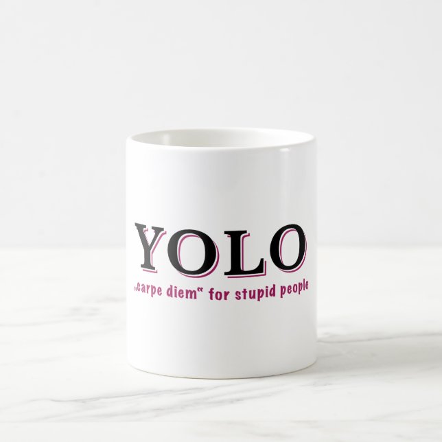 Mug YOLO - Carpe diem pour les gens stupides (Centre)