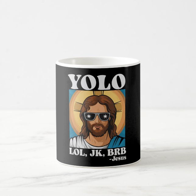 Mug YOLO LOL JK BRB Jésus drôle de Pâques (Centre)