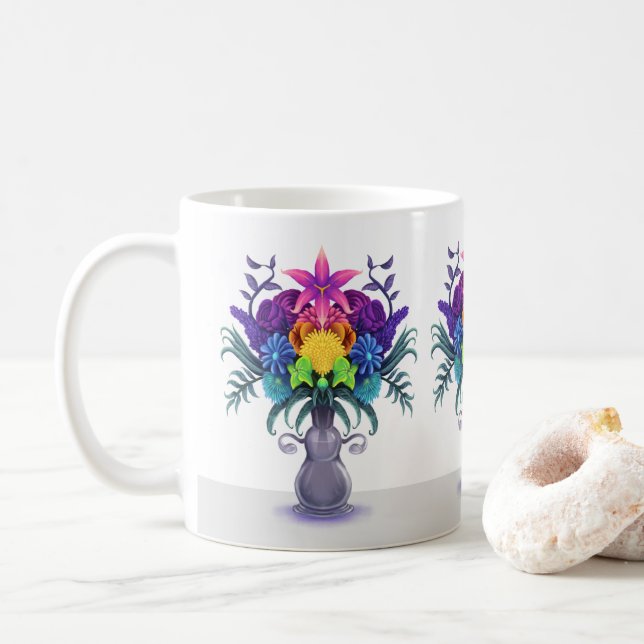 Mug "Yoni" - Bouquet coloré floral (Avec donut)