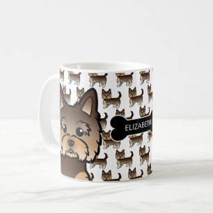 Mug Yorkie Marron au Chocolat Avec Os de Chien & Nom