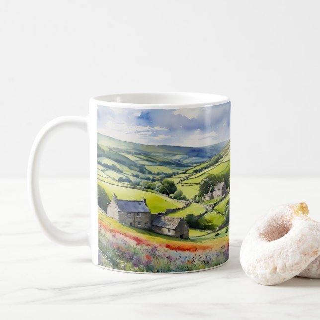 Mug "Yorkshire Meadowsong" Paysage Yorkshire Dales (Avec donut)