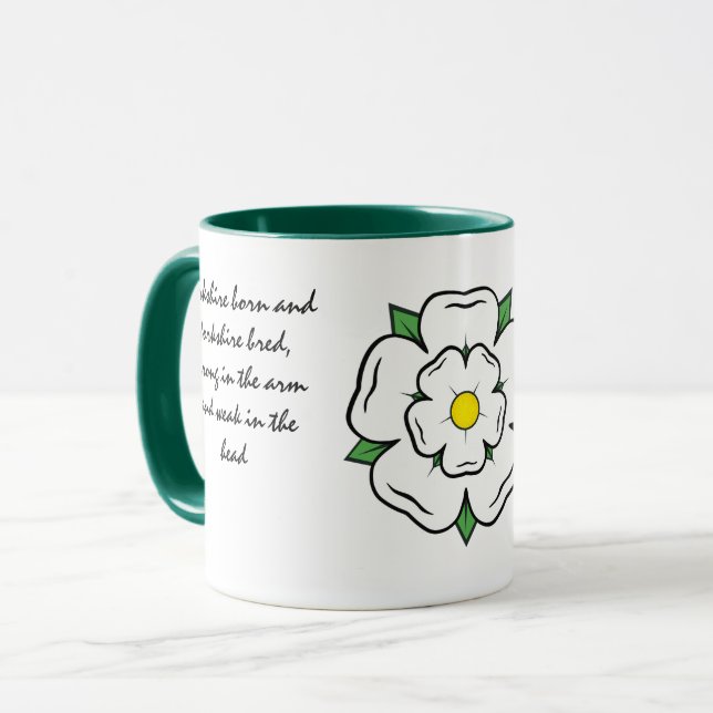 Mug Yorkshire né Yorkshire élevé. Rose blanche modifia (Devant gauche)