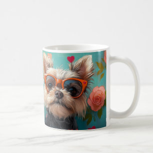 Mug Yorkshire Terrier avec Roses de la Saint-Valentin