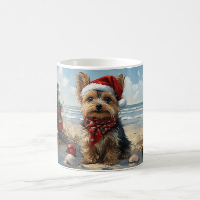 Mug Yorkshire Terrier Chien Noël Plage Vintage (Centre)