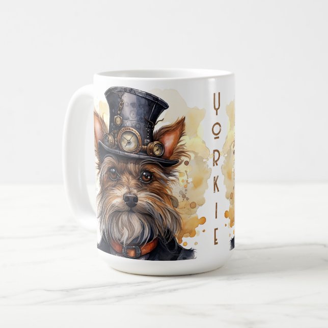 Mug Yorkshire Terrier Chien Steampunk (Devant gauche)