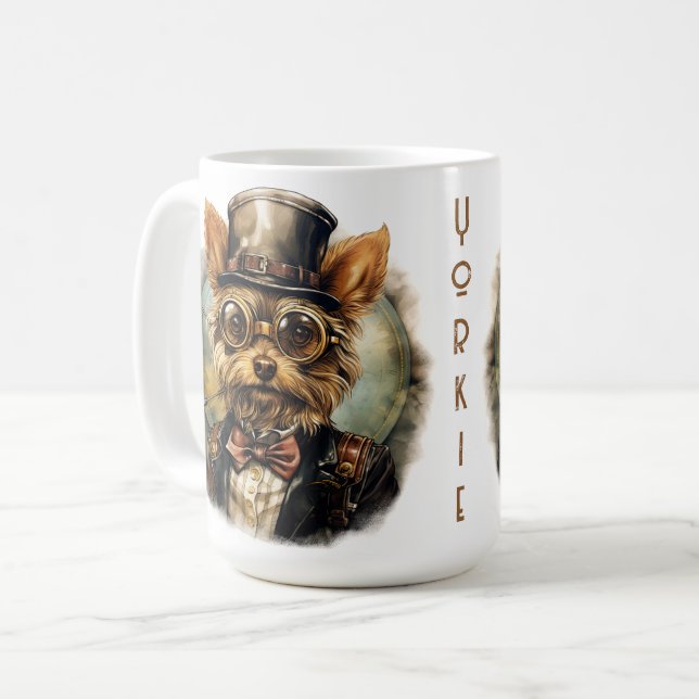 Mug Yorkshire Terrier Chien Steampunk (Devant gauche)