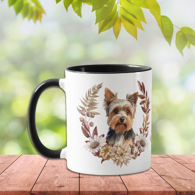 Mug Yorkshire Terrier Dog Automne Wreath (Créateur téléchargé)