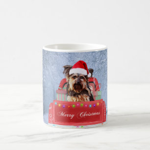 Mug Yorkshire Terrier Dog Neige assis à Noël