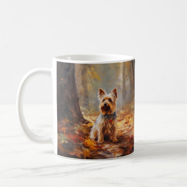 Mug Yorkshire Terrier en automne Leaves automne Inspir (Gauche)