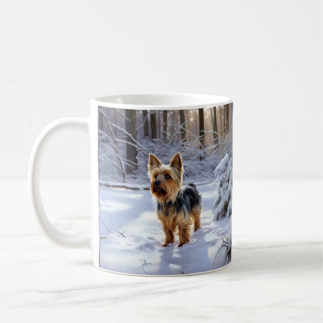 Mug Yorkshire Terrier Laisser Neige Noël (Gauche)