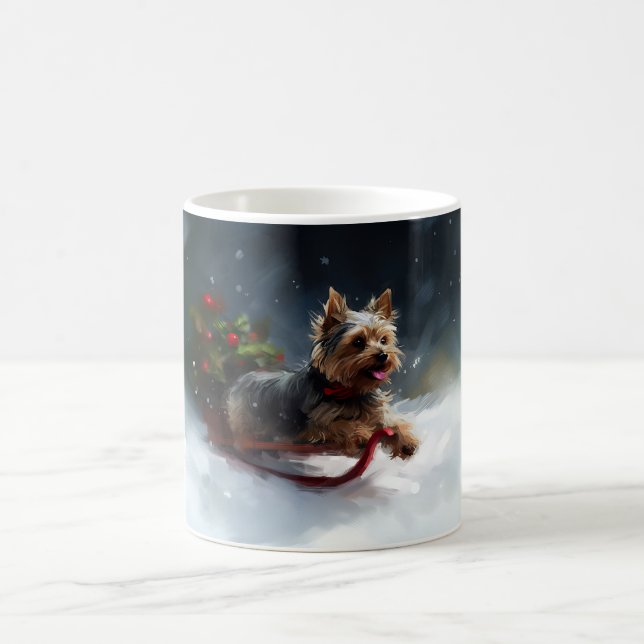Mug Yorkshire Terrier neige de Noël hiver (Centre)