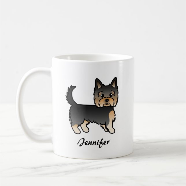 Mug Yorkshire Terrier noir et feu Dessin animé Chien & (Gauche)