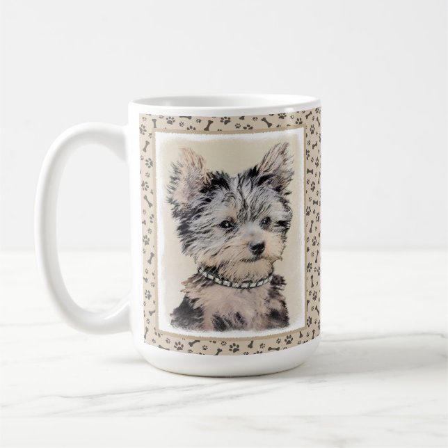 Mug Yorkshire Terrier Puppy Peinture Chien original (Gauche)