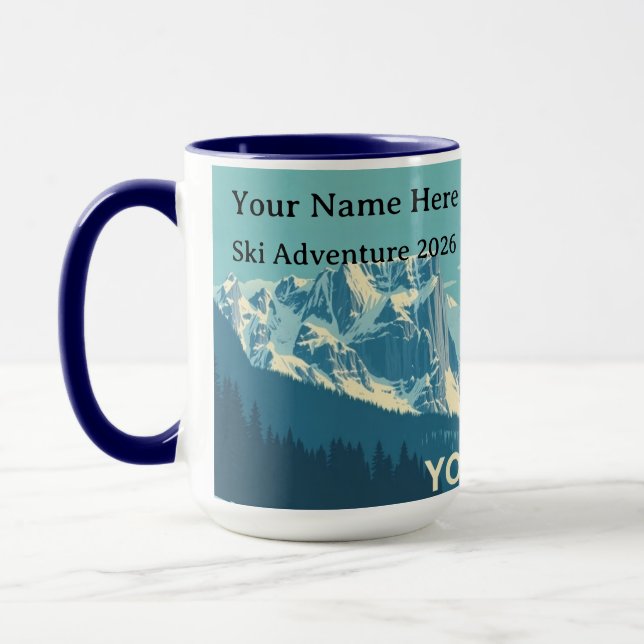 Mug Yosemite Hiver Rétro: Half Dome & Pics enneigés (Gauche)