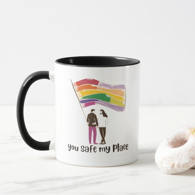 Mug You Are My Safe Place – LGBTQ Pride Love Sticker (Avec donut)