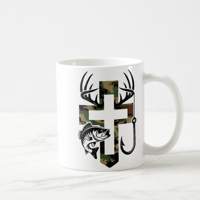 Mug Youth Camo Faith Hunting Fishing Cross Hook Christ (Droite)