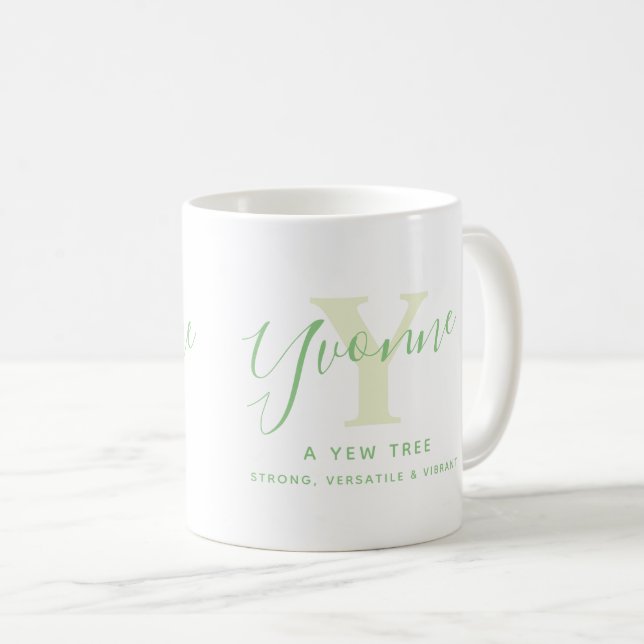 Mug Yvonne name meaning and monogram Y green text (Devant droit)
